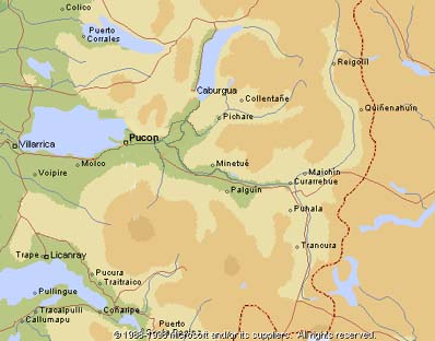 Even if the maps is not 100% accurate, you get the idea: Pucon is surrounded by nature: lakes, mountains and rivers. The highest peaks of the Andes you find on the border to argentina, the red line. Anyway, this far south the andes are not as high as one may expect, about 4000 meters is the highest peak, the lanin Volcano. Would'nt it be fun learning Spanish in this place?